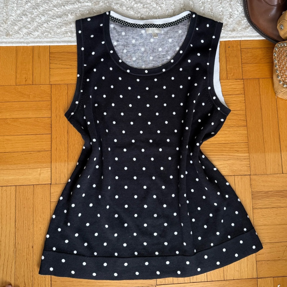 Talbots Black and White Polka Dot Tank Top